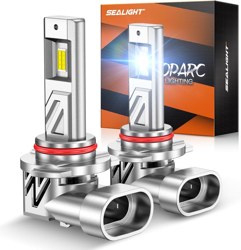 SEALIGHT مصباح HB3/9005، 800% 44,000LM فائق السطوع لمصابيح LED الأمامية 9005، 6500K أبيض بارد مع مروحة، حجم مخزون حقيقي 1:1، تركيب سهل خلال 3 دقائق، مقاوم للماء IP68، عبوة من 2 - Image 1